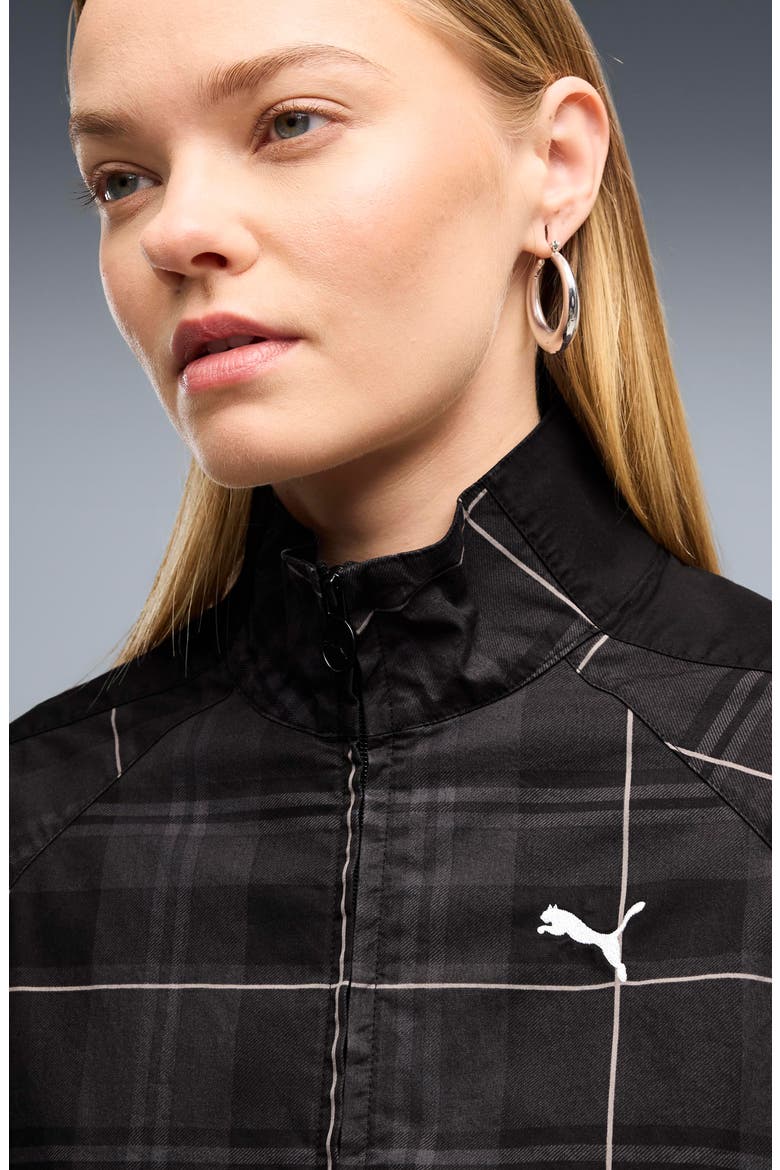 T7 Relaxed Tartan Woven Jacket, Alternate, color, PUMA BLACK