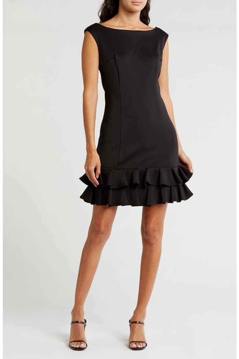 Sleeveless Ruffle Hem Dress, Main, color, BLACK