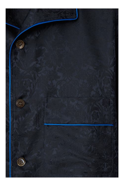 Burberry Sunflower Silk Pyjama Shirt In Blue