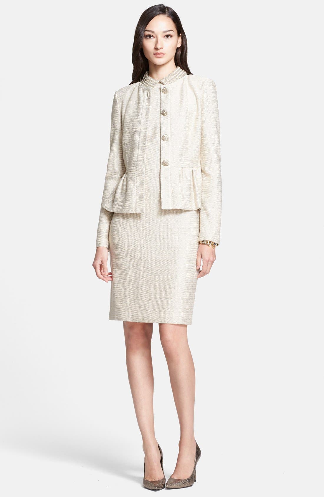 St. John Collection Sparkle Float Knit Collarless Jacket (Women ...
