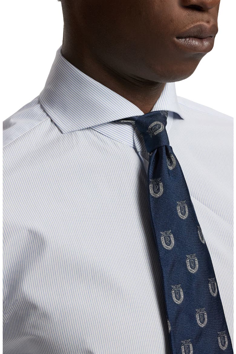 Basic Bengal Stripe Silk Twill Button-Up Shirt, Alternate, color, BLUE