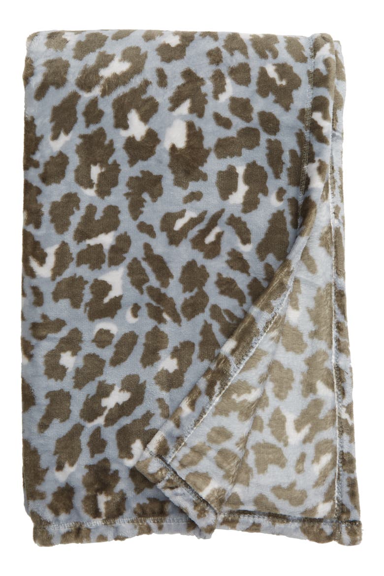 Leopard Print Plush Throw Blanket, Main, color, GREY QUARRY CHEETAH PRINT