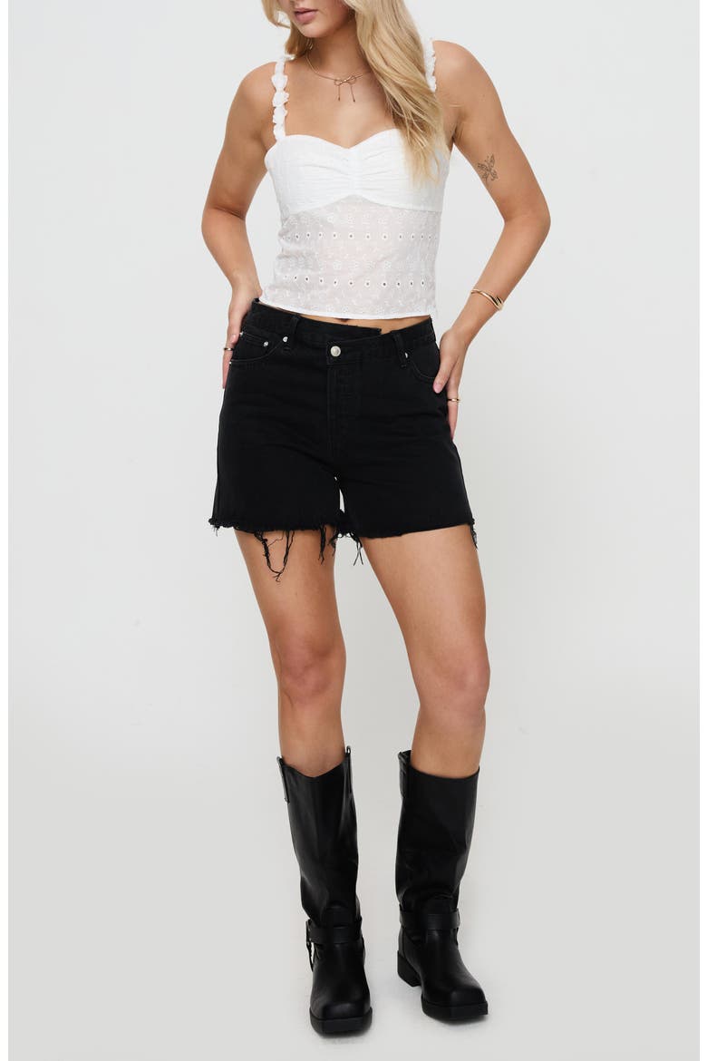 Franca Eyelet Rosette Strap Tank, Alternate, color, WHITE