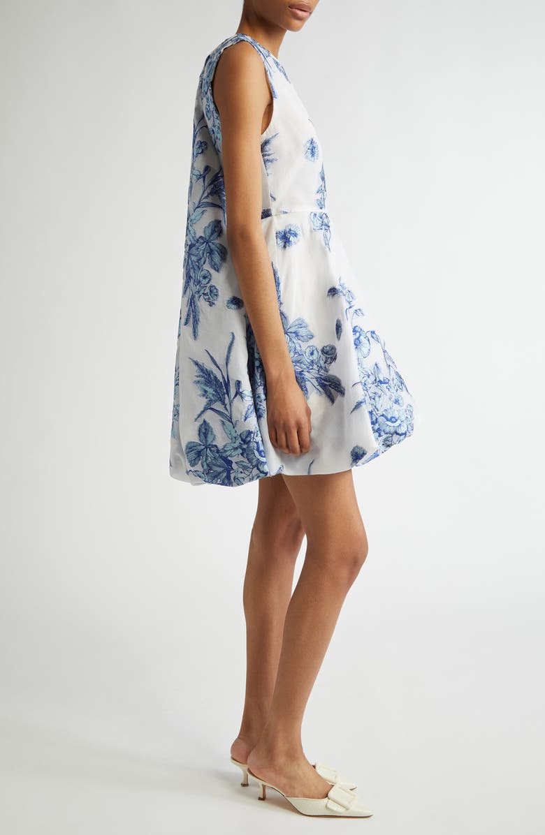 Lela Rose Tapestry Floral Bubble Hem Watteau Back Dress, Alternate, color, 