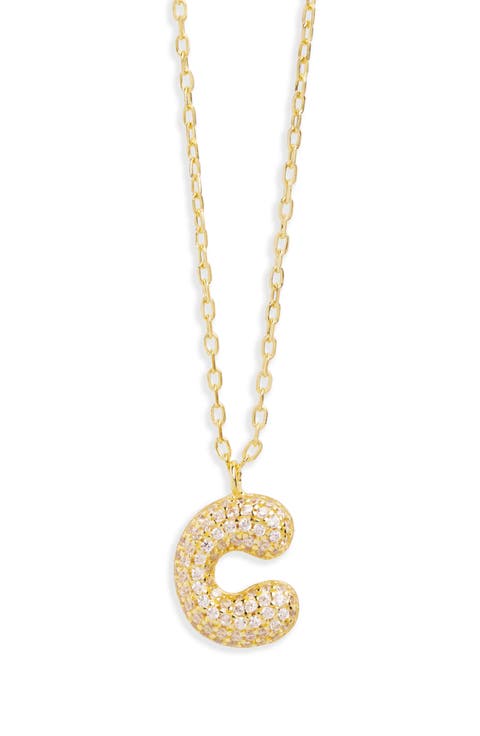 Cubic Zirconia Bubble Inital Pendant Necklace