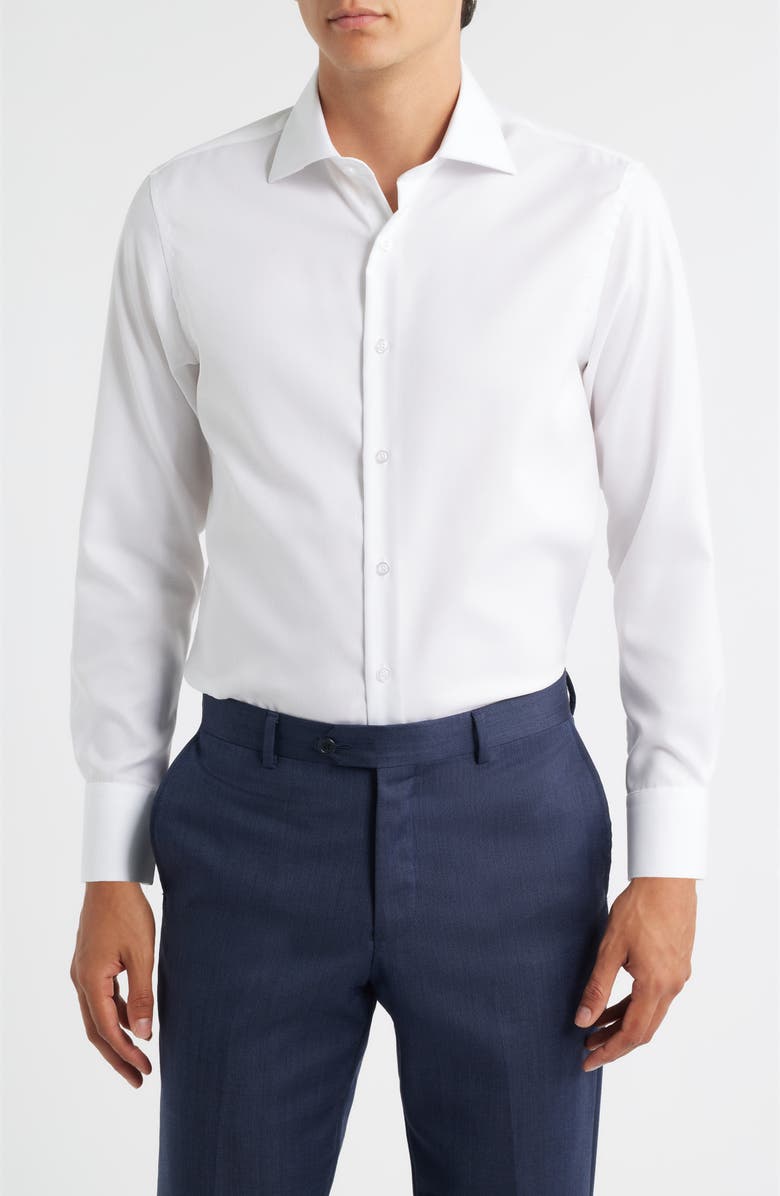ZANETTI Textured Oxford Dress Shirt, Main, color, White