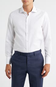 ZANETTI Trim Fit Textured Cotton Dress Shirt