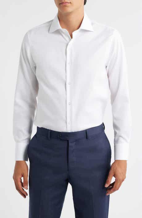 ZANETTI Trim Fit Textured Cotton Dress Shirt