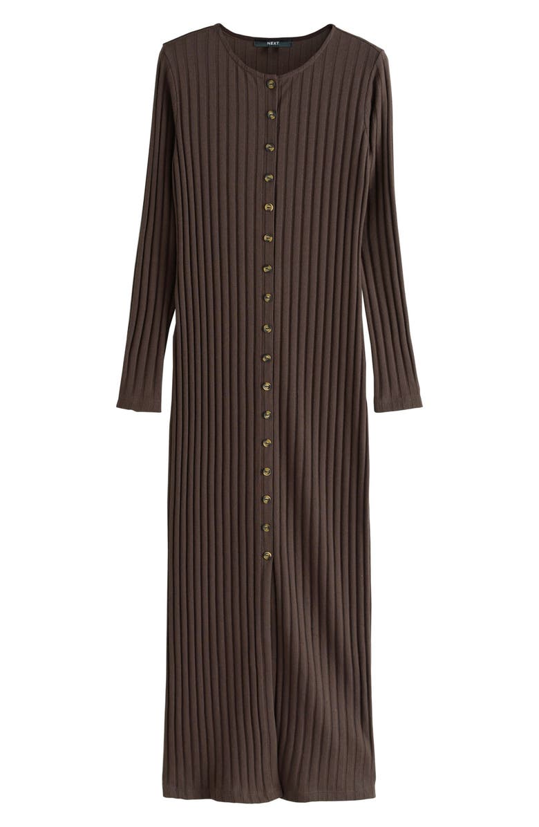 NEXT Long Sleeve Rib Maxi Dress, Alternate, color, Brown
