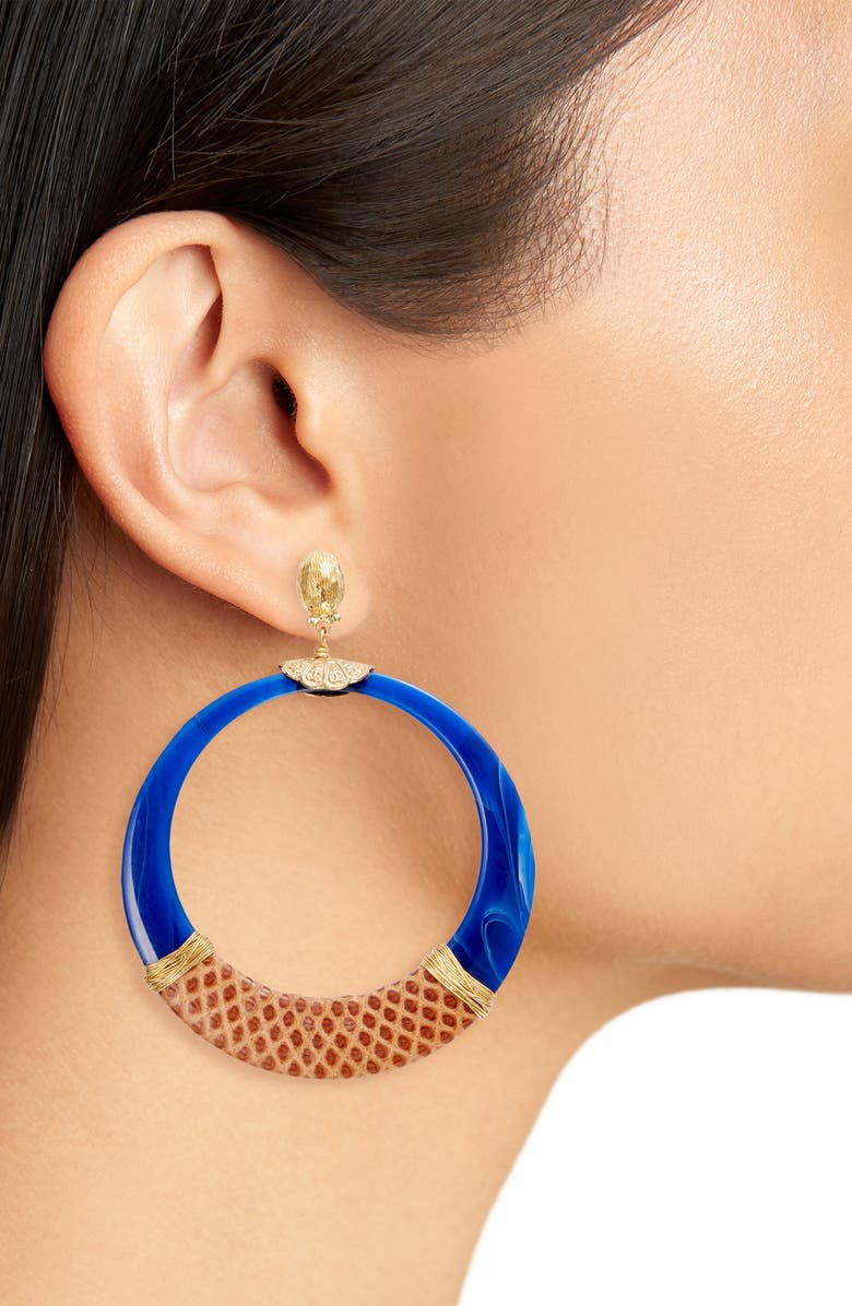 Gas Bijoux Lodge Genuine Snakeskin Wrapped Hoop Earrings, Alternate, color,