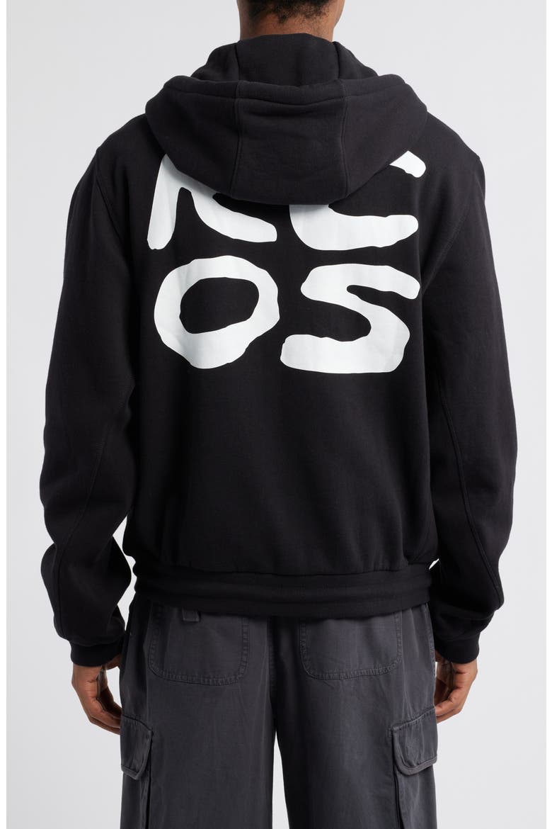 Stack Logo Graphic Zip-Up Hoodie, Alternate, color, BLACK