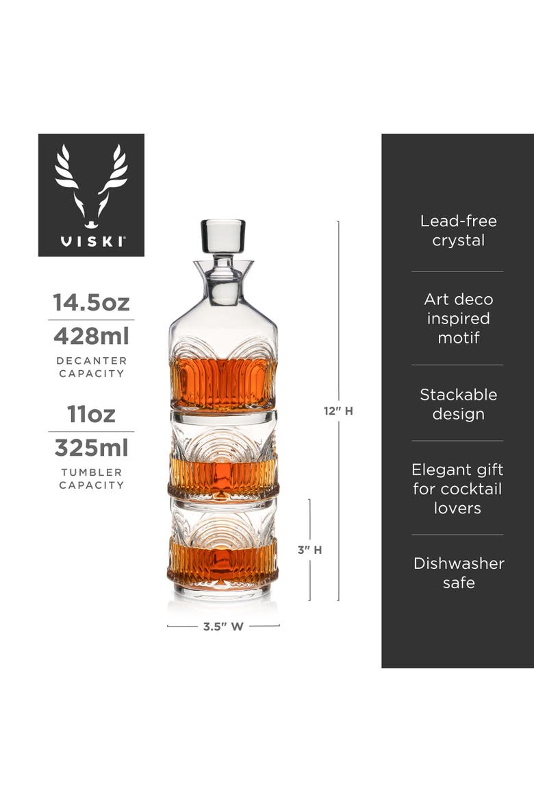 Deco Beau 3-Piece Crystal Stacking Decanter, Alternate, color, Clear