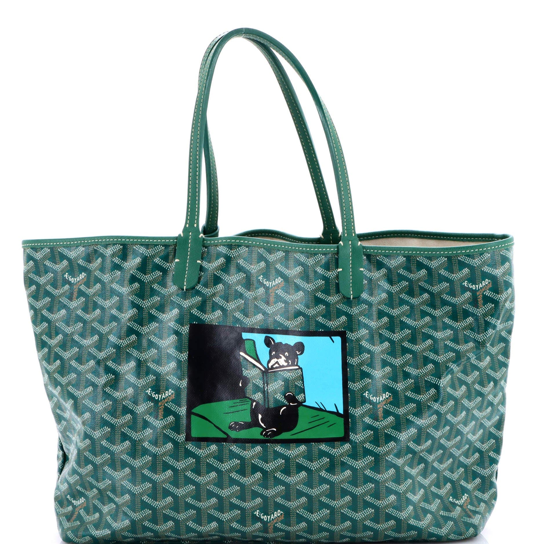 Pre-Owned Goyard Saint Louis Tote Printed Coated Canvas PM, Main, color, Green