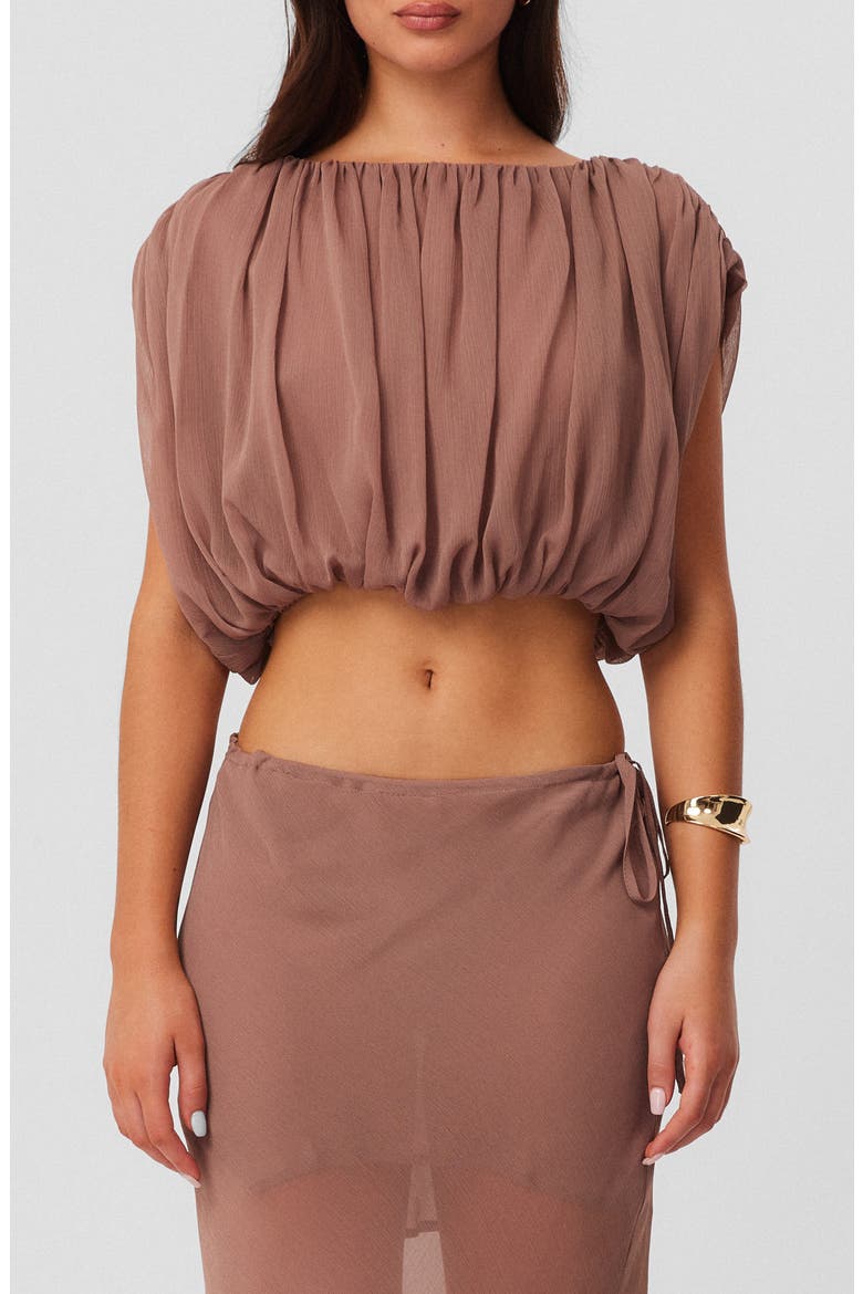 Mara Gathered Cropped Top, Main, color, MOCHA