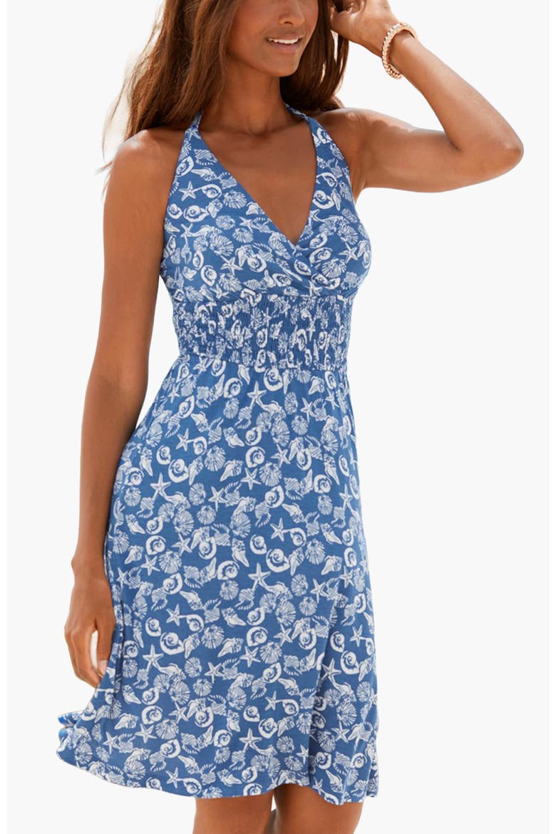 Printed Halter Dress, Main, color, Blue-Printed