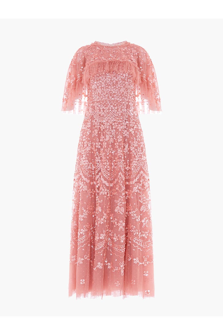 Freya Cape Ankle Gown, Alternate, color, Misty Rose