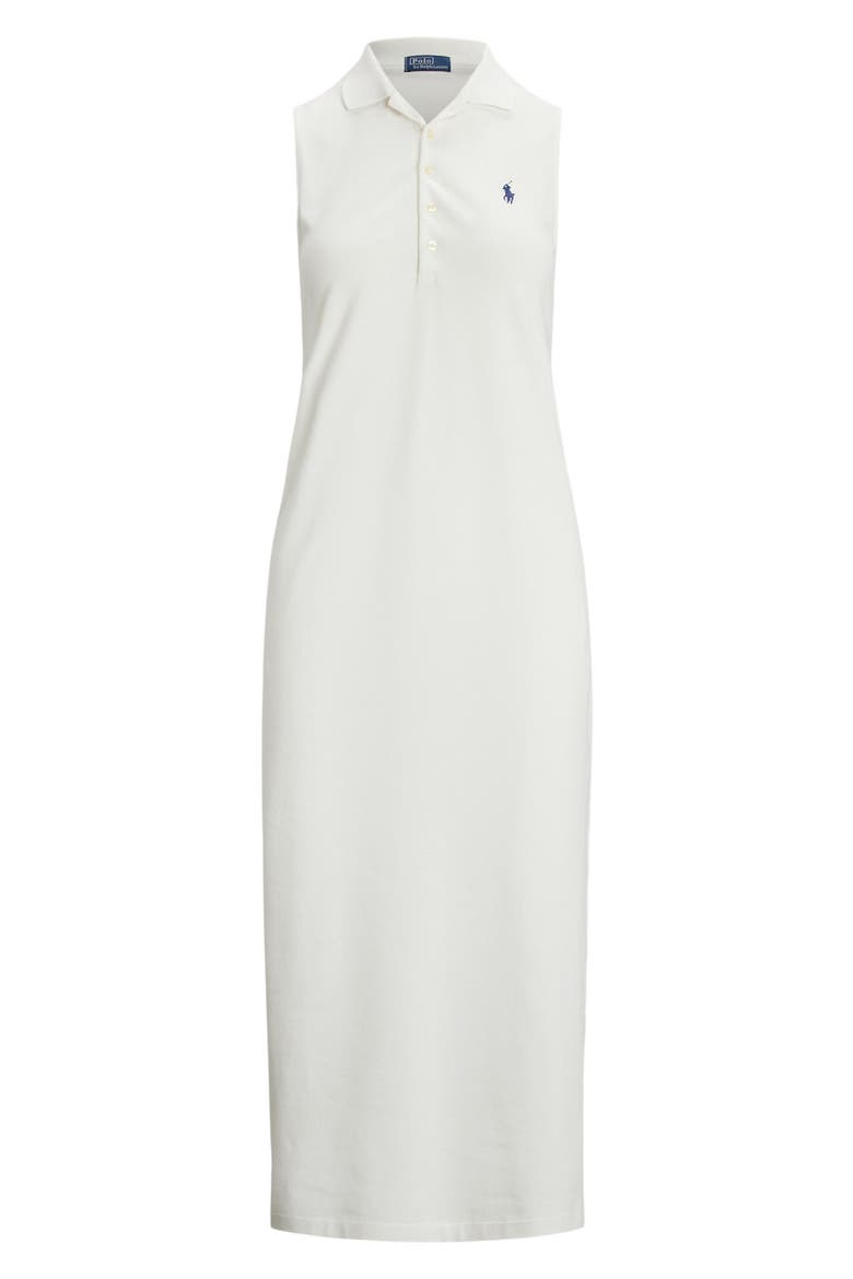 Sleeveless Polo Dress, Alternate, color, WHITE