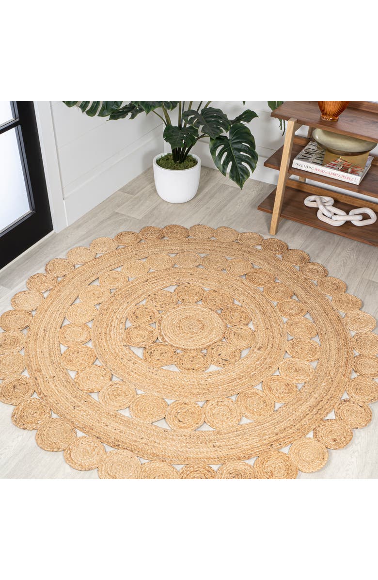 JONATHAN Y Daisy Hippy Jute Medallion Circle Round Area Rug, Alternate, color, Natural