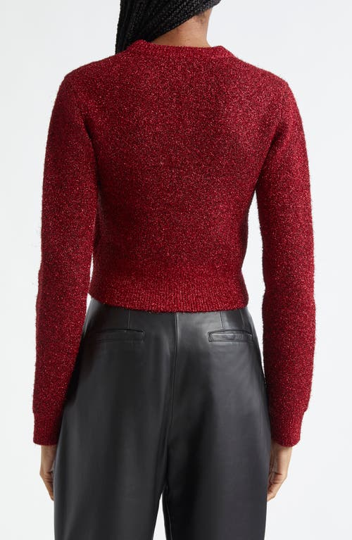 Ganni Red Sparkle Short Cardigan In Racing Red