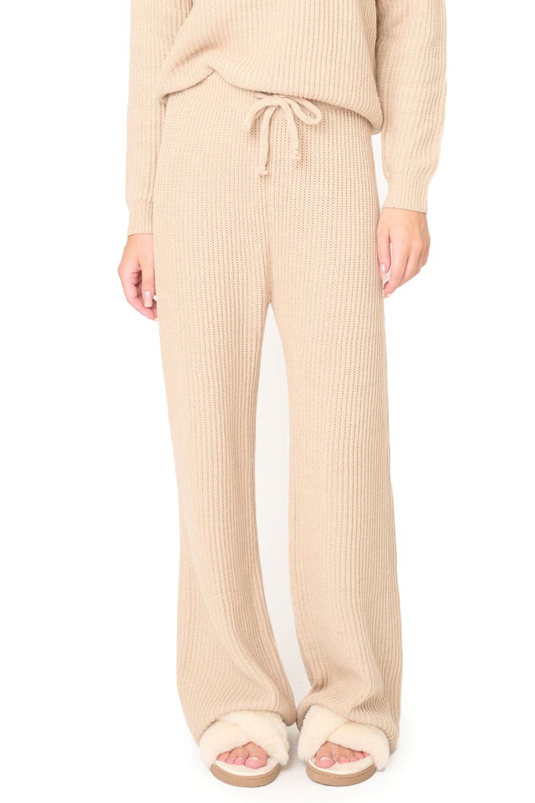 Gigi Drawstring Rib Sweater Pants, Main, color, NEUTRAL