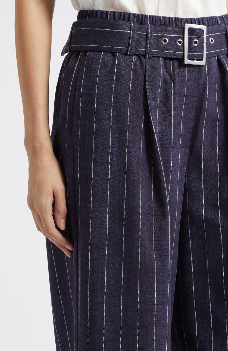 Reiss Rae Stripe Belted Wide Leg Pants, Alternate, color, Navy