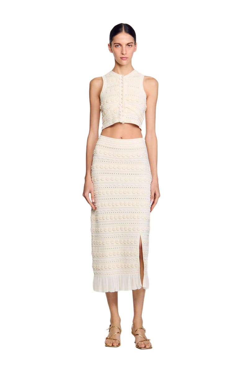 SANDRO Crochet detail sweater, Main, color, 