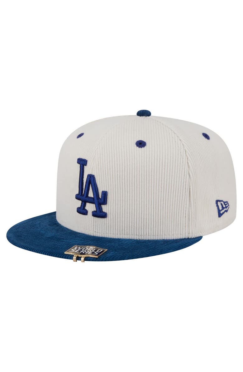 New Era Men's New Era Cream/Royal Los Angeles Dodgers Two-Tone Corduroy 59FIFTY Fitted Hat, Alternate, color, 