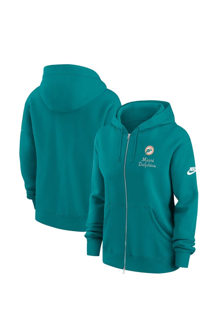 Women's Nike Aqua Miami Dolphins Phoenix Rewind Full-Zip Hoodie, Main, color, Aqua