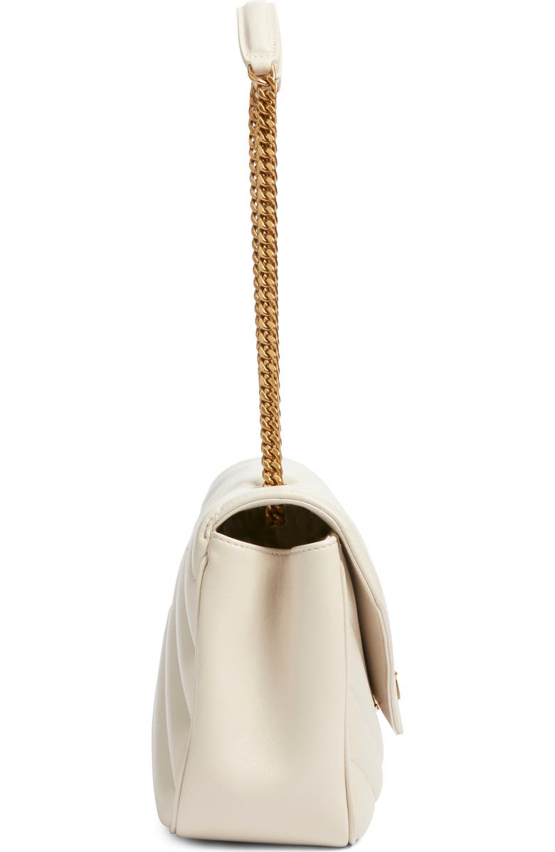 Saint Laurent Medium Loulou Quilted Leather Shoulder Bag, Alternate, color, Blanc Vintage