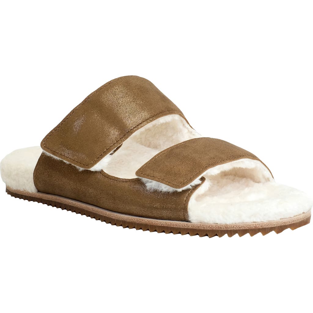 Revitalign Amelia Faux Fur Lined Slide Slipper In Brown
