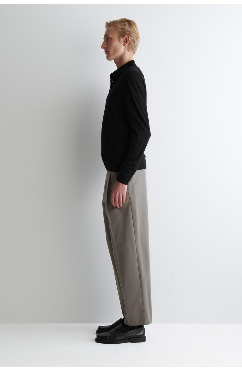 COS Slim Merino Wool Polo Shirt, Alternate, color, Black