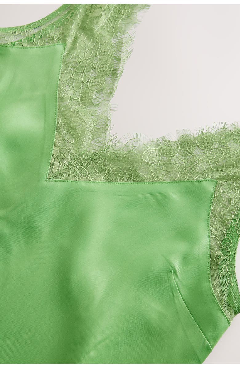 NEXT Lace Trim Satin Tank, Alternate, color, Green