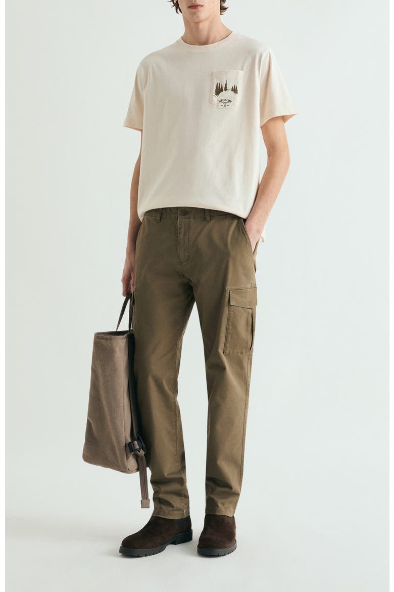 Washed effect printed T-shirt, Alternate, color, Beige