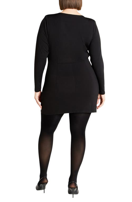 City Chic Kasey Long Sleeve Minidress In Black