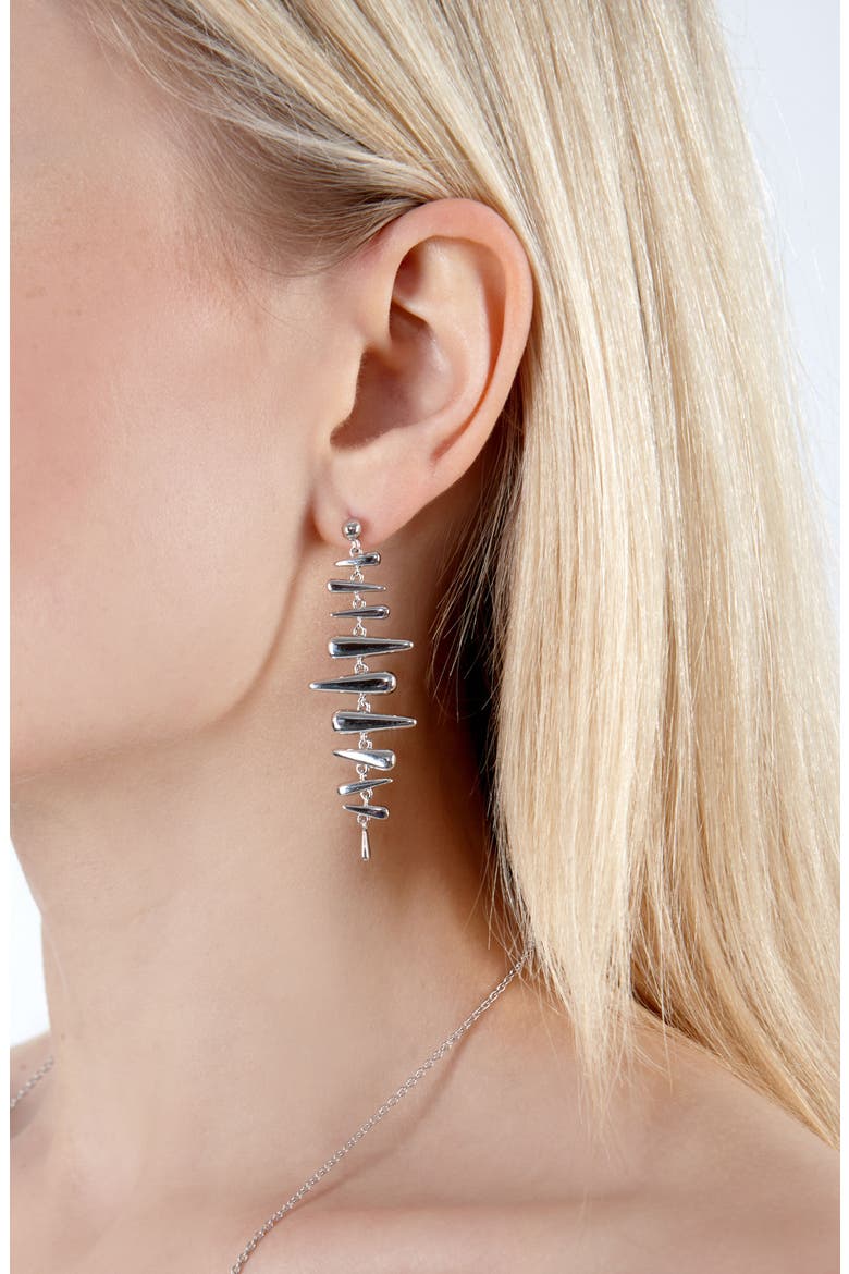 Shard Statement Drop Earrings, Alternate, color, Sterling Silver