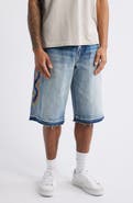 DIET STARTS MONDAY Snake Embroidered Denim Shorts