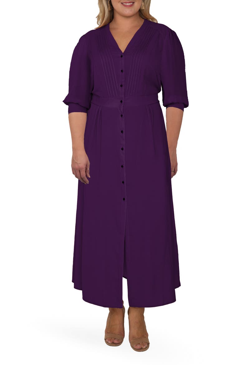 Romantic Pintuck Dress, Main, color, DEEP PURPLE