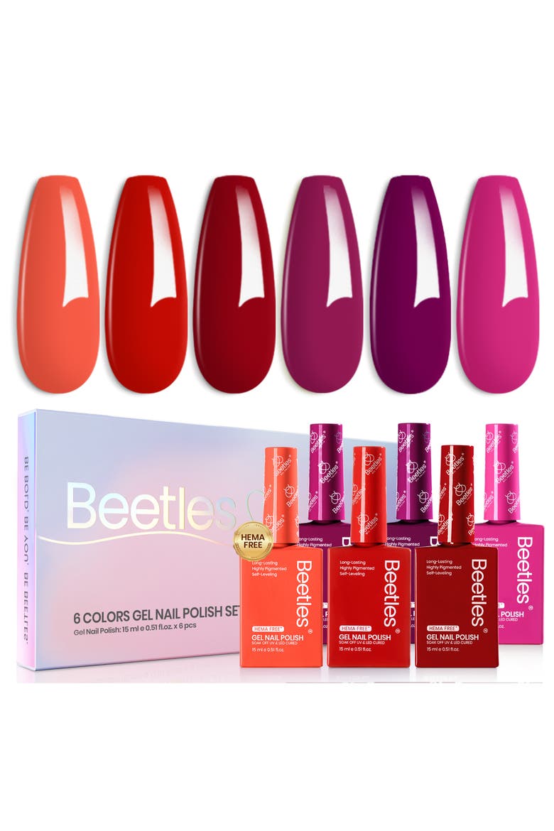 Red Winter Gel Polish Set 6 Colors, Main, color, Burgundy Red Purple Orange