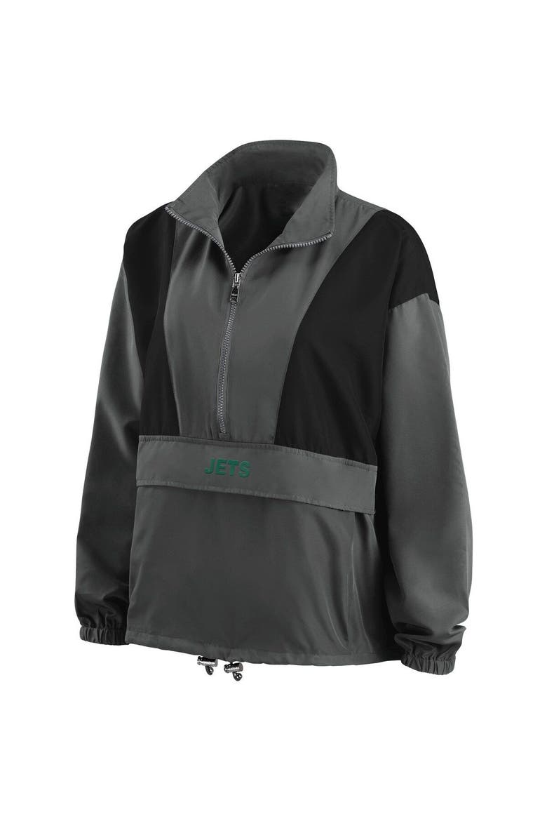 Women's WEAR by Erin Andrews Charcoal New York Jets Popover Packable Half-Zip Jacket, Alternate, color, Charcoal