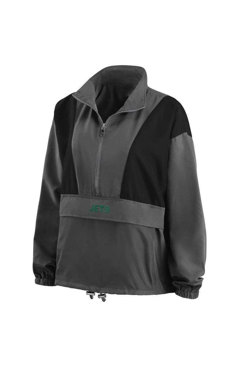 WEAR by Erin Andrews Women's WEAR by Erin Andrews Charcoal New York Jets Popover Packable Half-Zip Jacket, Alternate, color, 