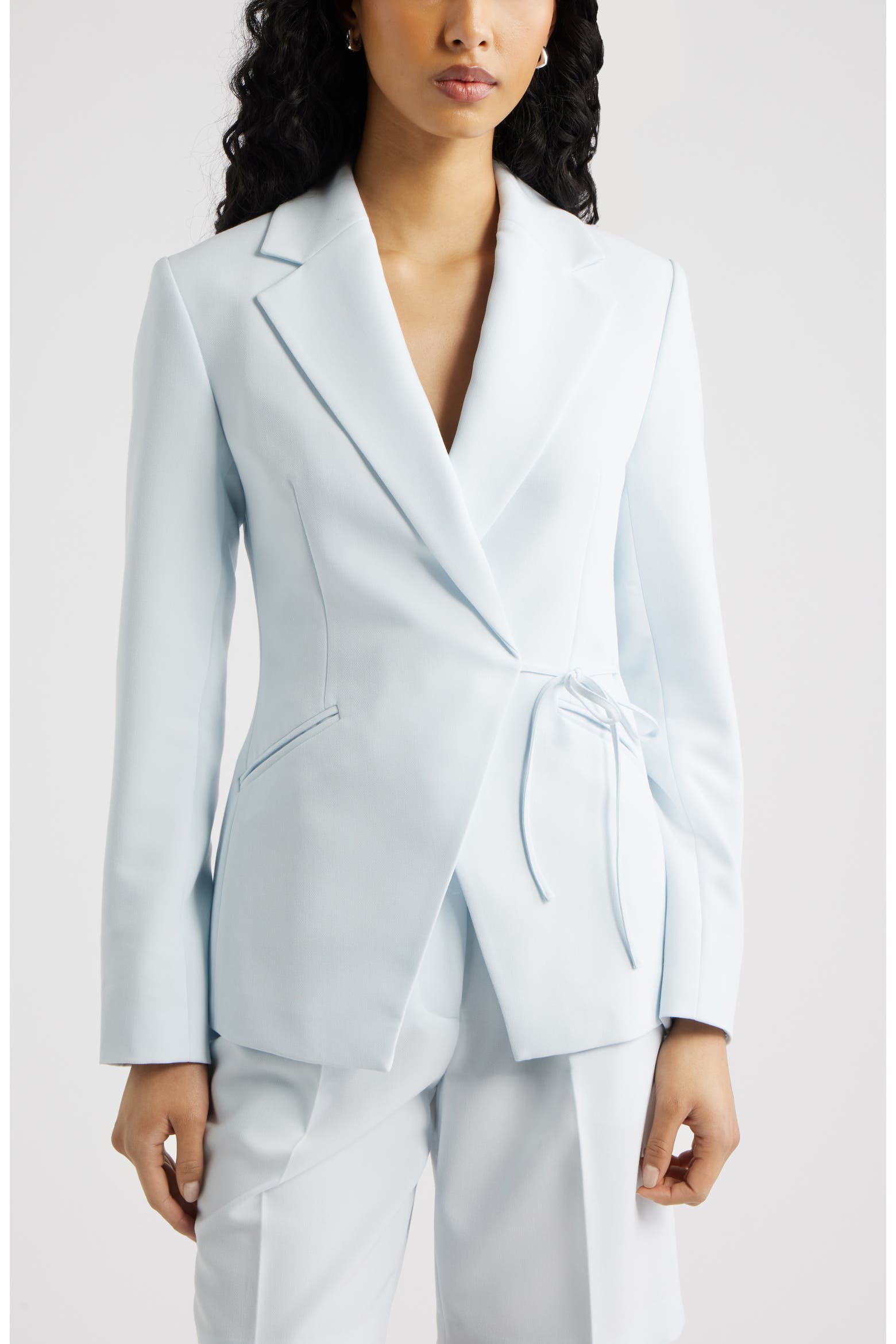 Open Edit Icon Twill Side Tie Blazer (Women) | Nordstrom
