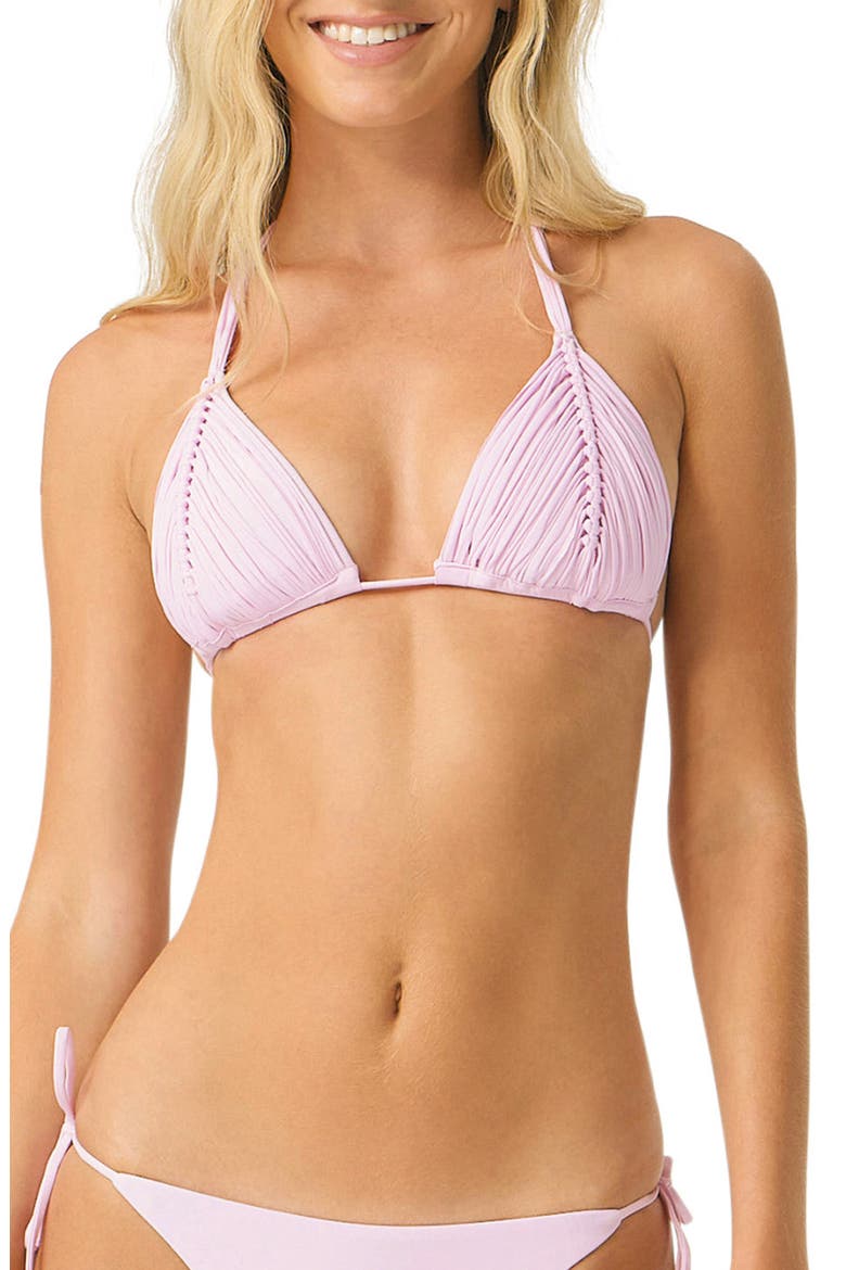 Isla Macramé Triangle Bikini Top, Main, color, ROSE