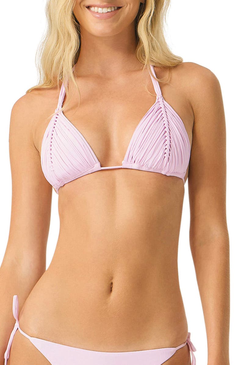 PQ SWIM Isla Macramé Triangle Bikini Top, Main, color, Rose