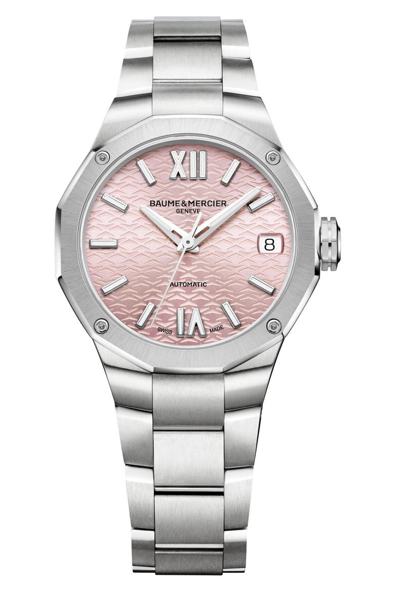 Riviera 10675 Automatic Bracelet Watch, 33mm, Main, color, PINK