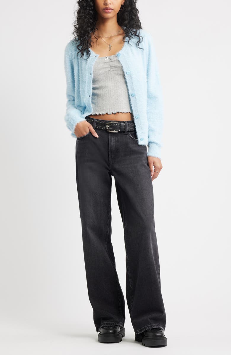 BP. Pointelle Cap Sleeve Top, Alternate, color, Grey Soft Heather