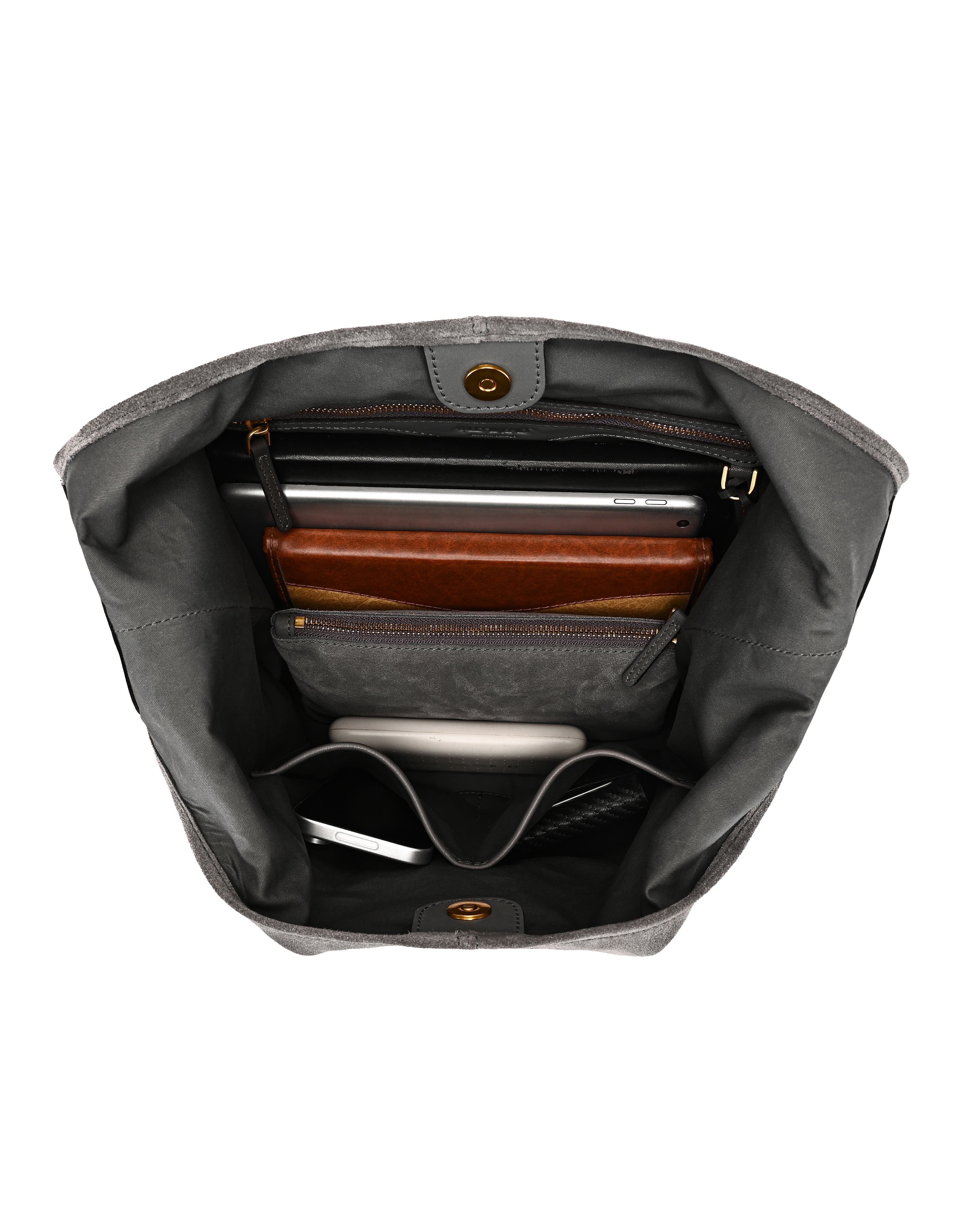 OLD TREND Hydrangea Genuine Leather Suede Classic Hobo Bag, Alternate, color, Grey