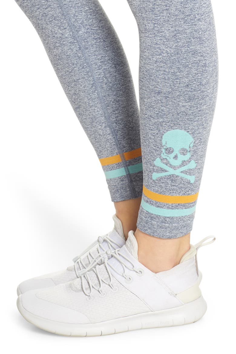 Seamless Skull Jacquard Tights, Alternate, color, GREY