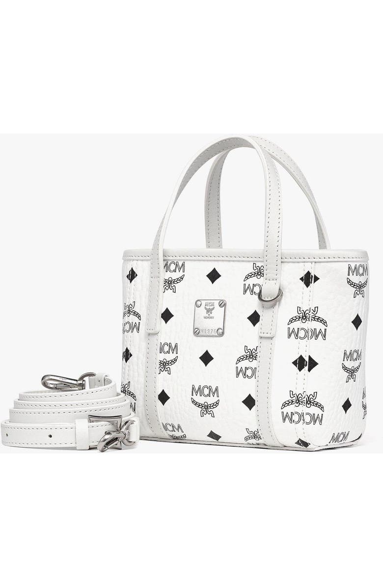 MCM Toni Top-Zip Shopper in Visetos, Alternate, color, White