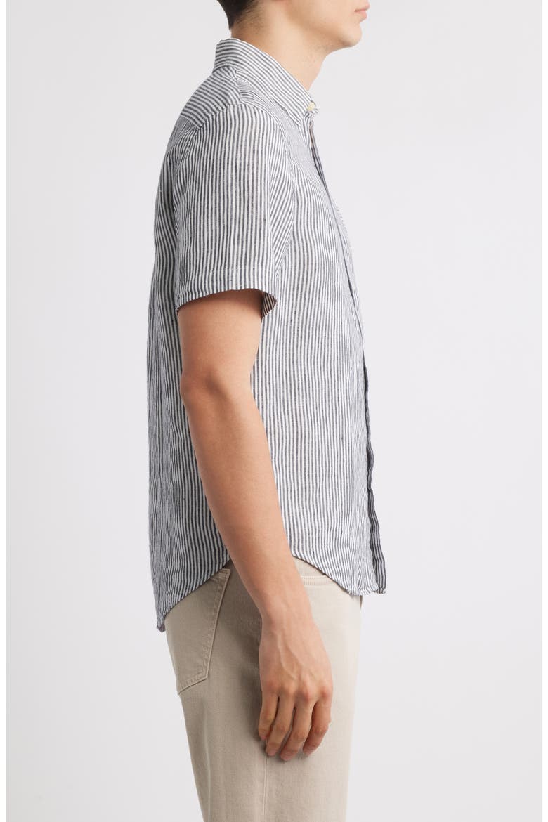 Ola Linen Short Sleeve Button-Up Shirt, Alternate, color, LINES
