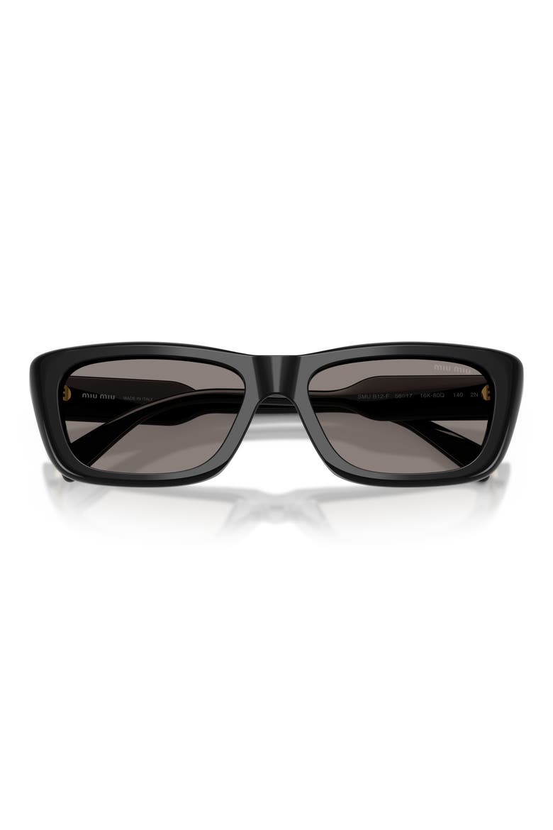 56mm Rectangular Sunglasses, Main, color, BLACK / DARK GREY